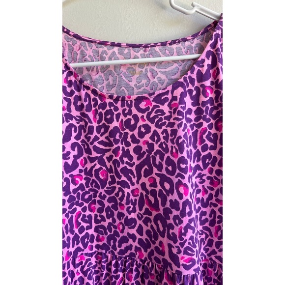 Lilly Pulitzer Jodee Dress Purple Pink‎ Leopard Print Tiered Knit Dress sz L - Picture 4 of 8